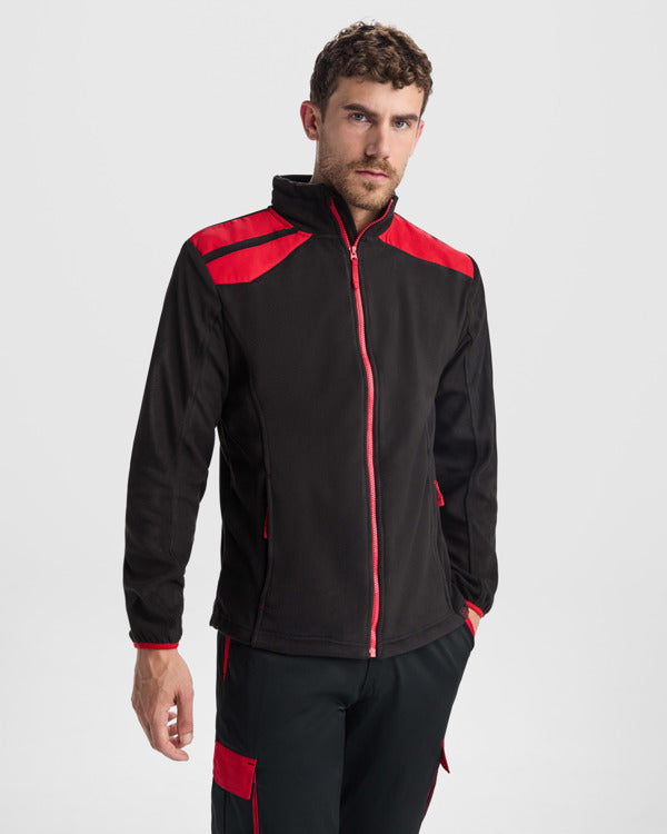 ROLY WRK TERRANO Unisex fleece jacket in black/red - promotional clothing printed with your company logo