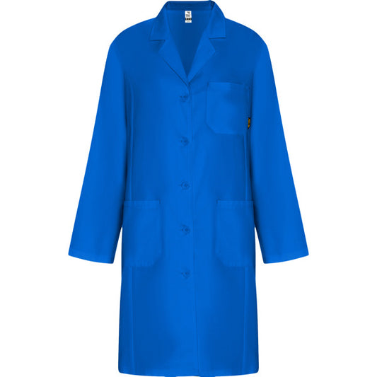 ROLY WRK VACCINE WOMAN Women's lab coat in royal blue - promotional clothing printed with your company logo