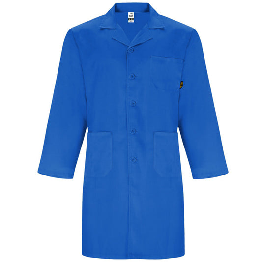 ROLY WRK VACCINE Men's lab coat in royal blue - promotional clothing printed with your company logo