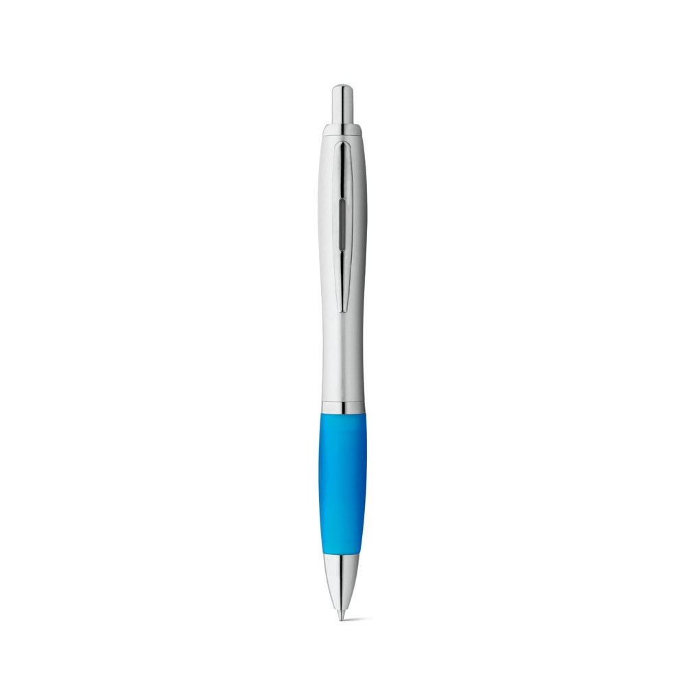 SWING promotional pen in light blue (detail view) with custom logo branding