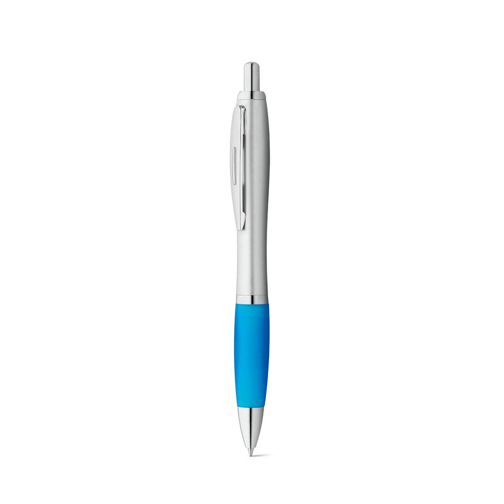 SWING promotional pen in light blue (detail view) with custom logo branding