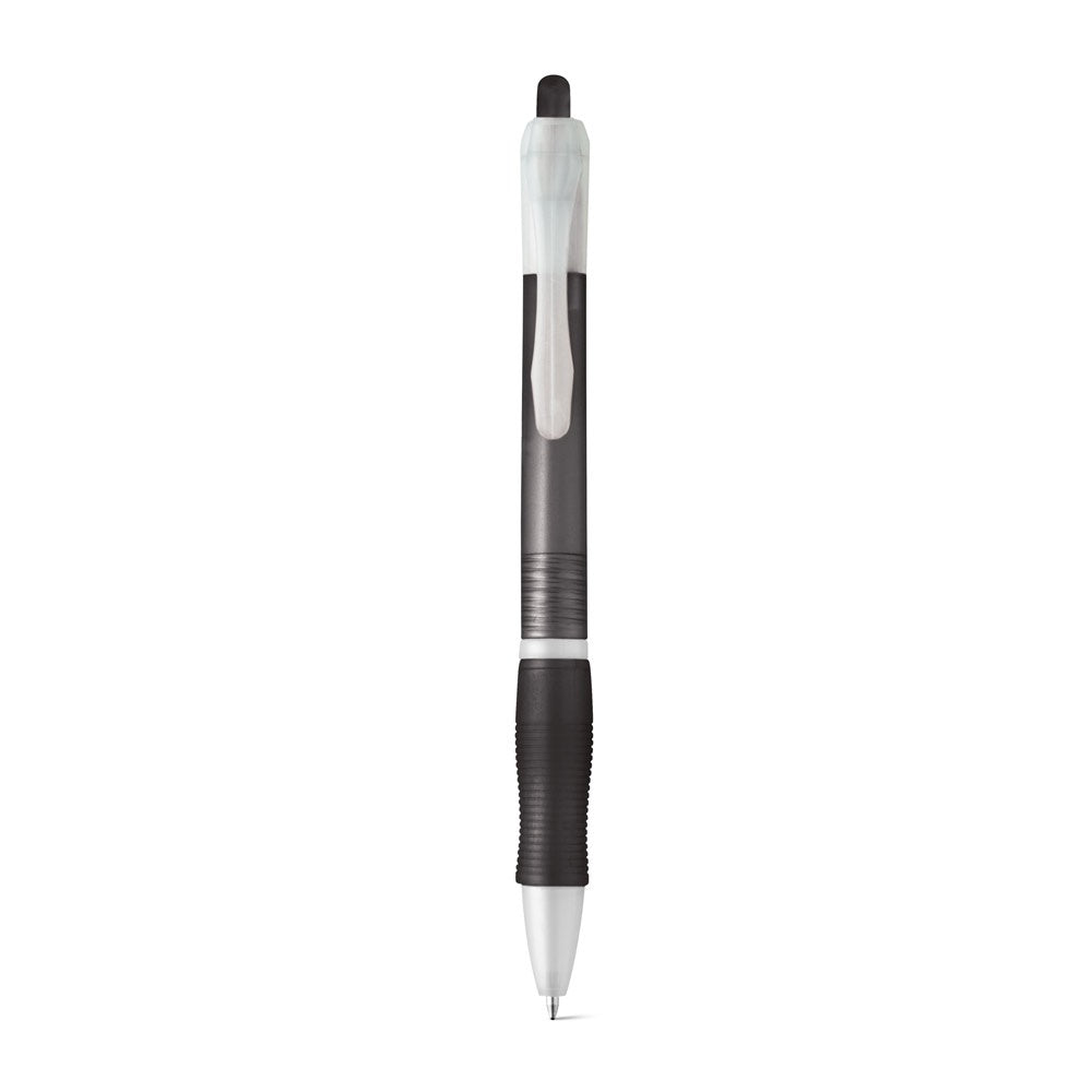 SLIM promotional pen in black (detail view) with custom logo branding