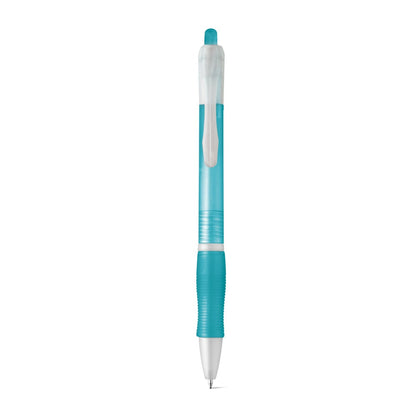 SLIM promotional pen in light blue (detail view) with custom logo branding