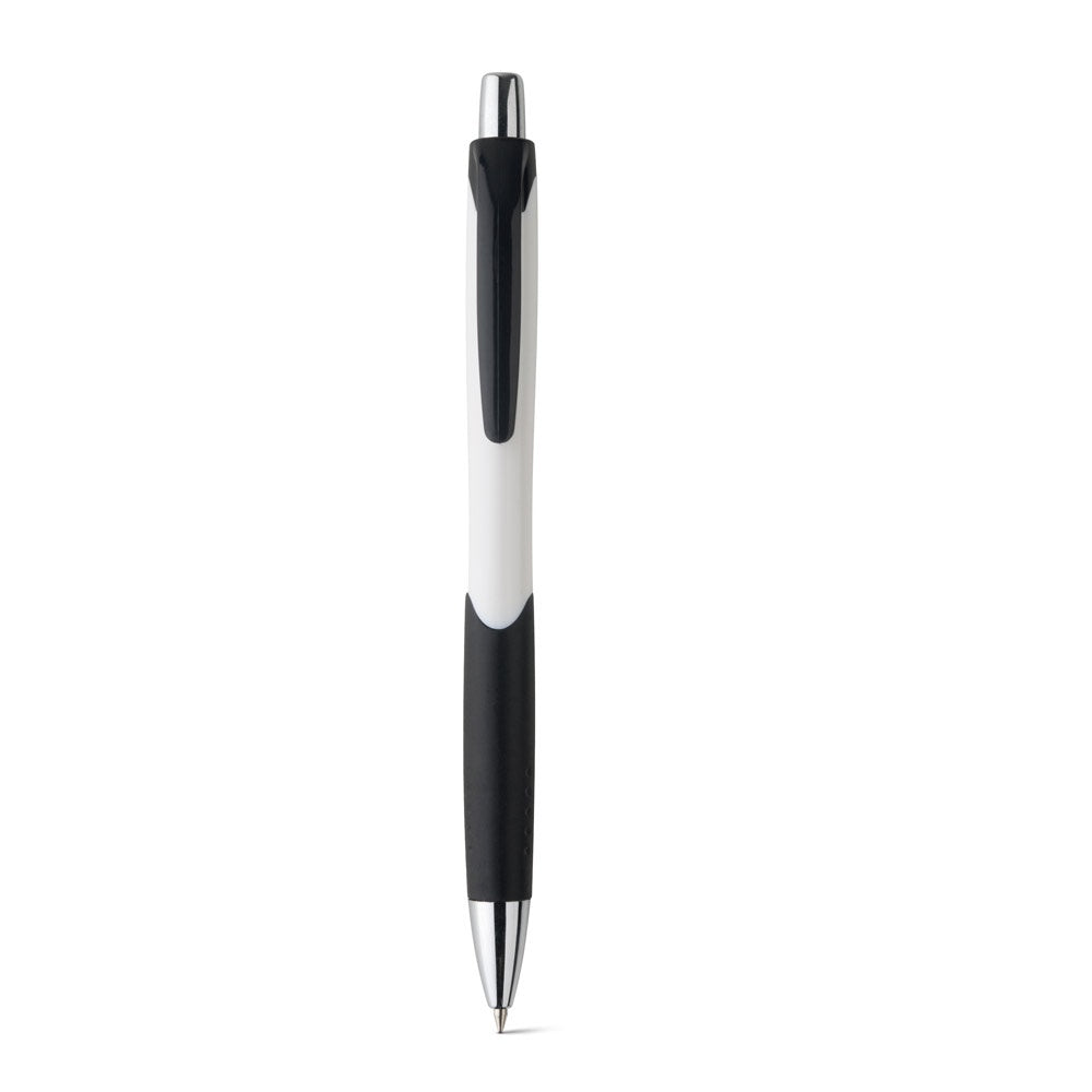 CARIBE promotional pen in white (detail view) with custom logo branding