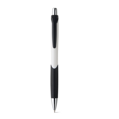 CARIBE promotional pen in white (detail view) with custom logo branding