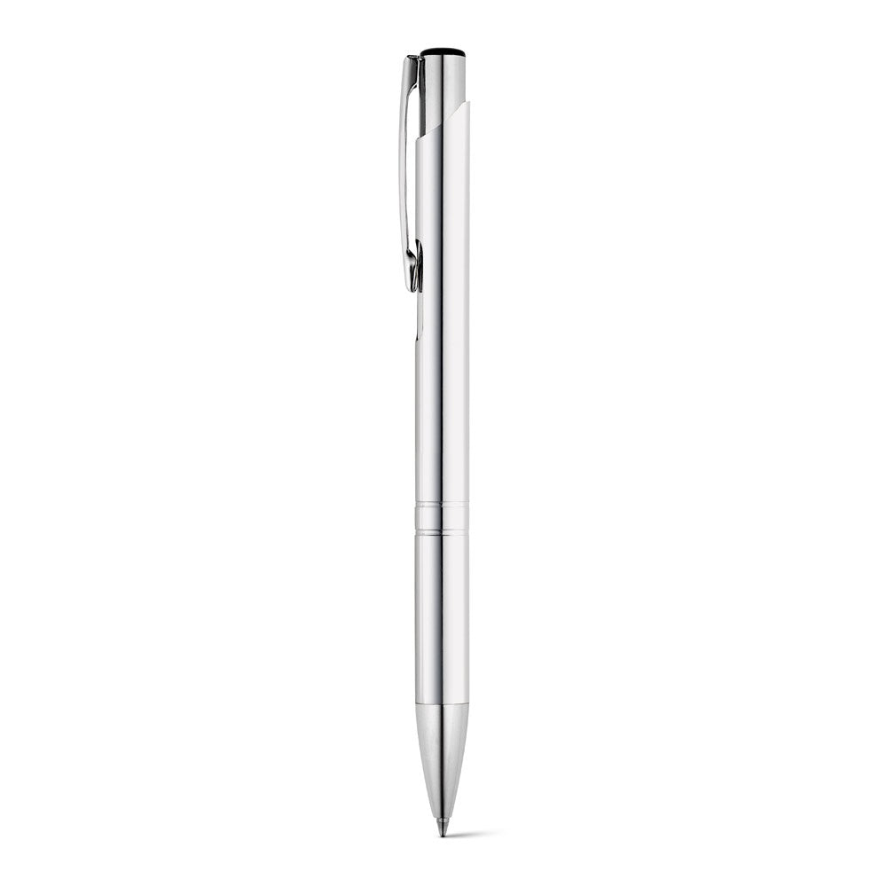 BETA promotional pen in silver with custom logo branding