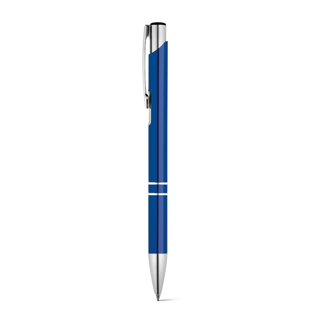 BETA promotional pen in royal blue with custom logo branding