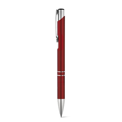 BETA promotional pen in burgundy with custom logo branding