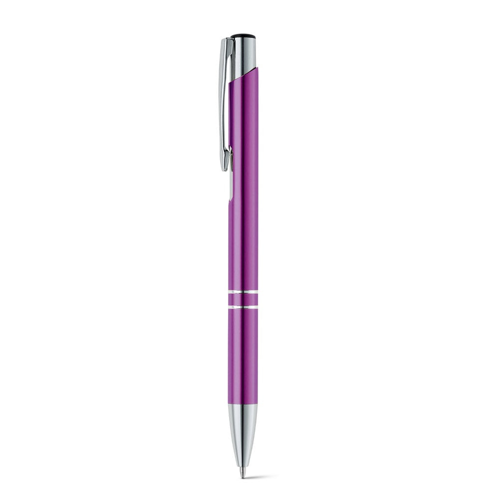 BETA promotional pen in purple with custom logo branding