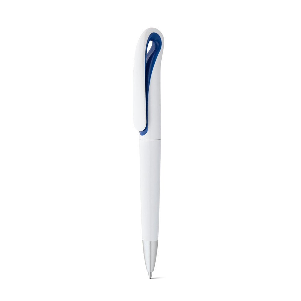 TOUCAN promotional pen in blue (detail view) with custom logo branding