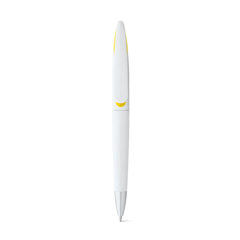TOUCAN promotional pen in yellow (detail view) with custom logo branding