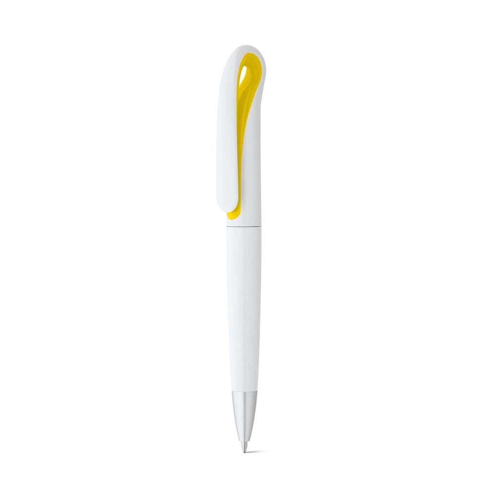 TOUCAN promotional pen in yellow (detail view) with custom logo branding