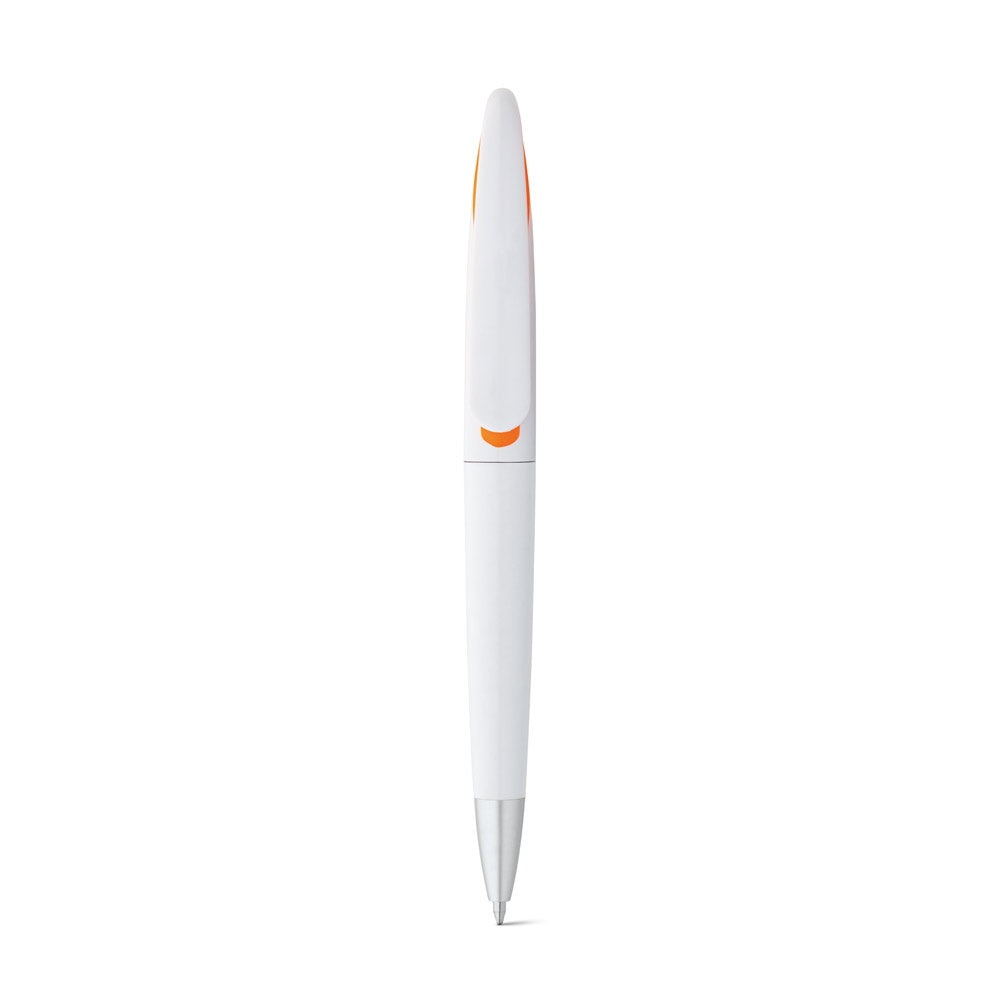 TOUCAN promotional pen in orange (detail view) with custom logo branding