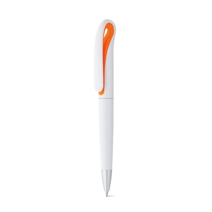 TOUCAN promotional pen in orange (detail view) with custom logo branding