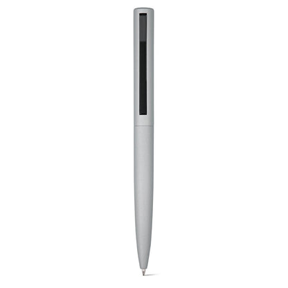 CONVEX promotional pen in satin silver (detail view) with custom logo branding