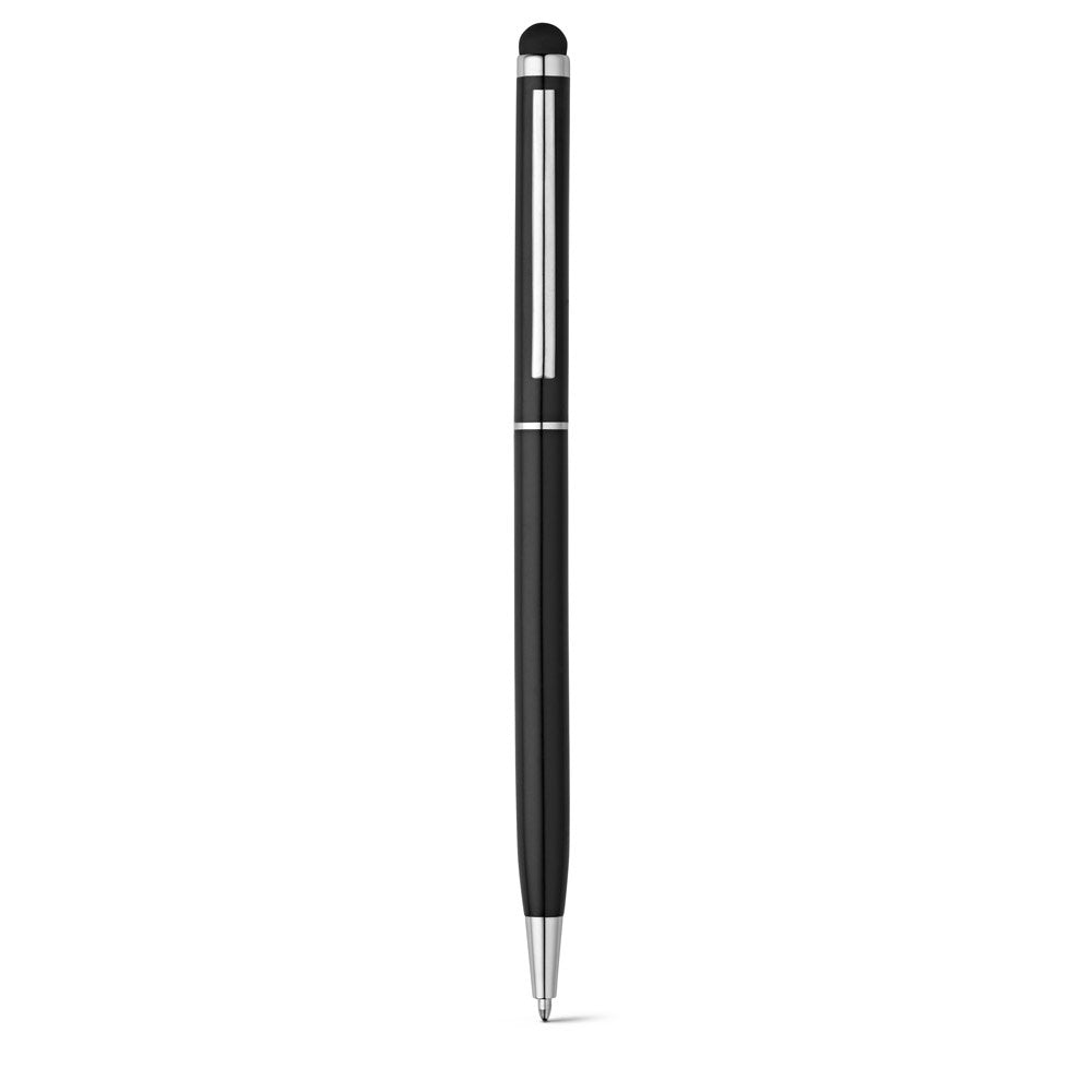 ZOE promotional pen in black (detail view) with custom logo branding