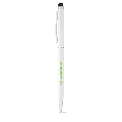 ZOE promotional pen in white with custom logo branding