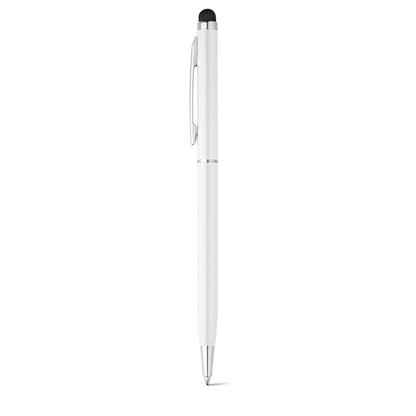 ZOE promotional pen in white with custom logo branding