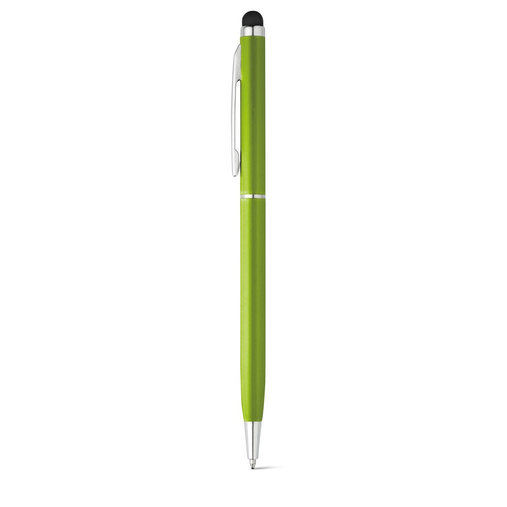 ZOE promotional pen in light green with custom logo branding