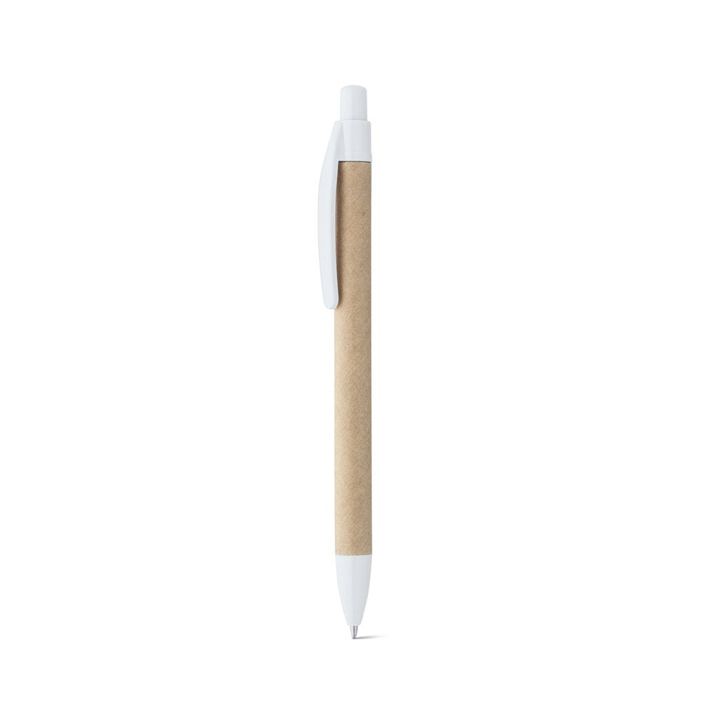 REMI promotional pen in white (detail view) with custom logo branding