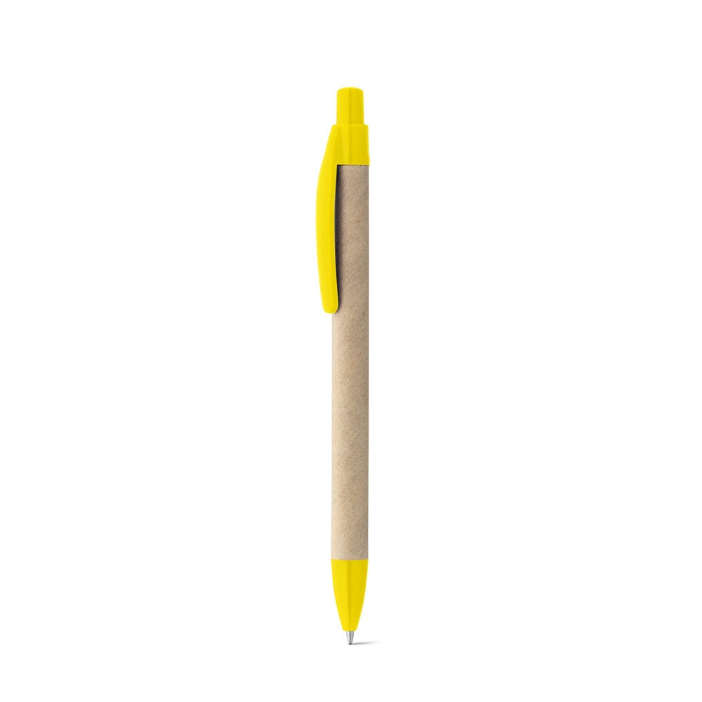 REMI promotional pen in yellow (detail view) with custom logo branding