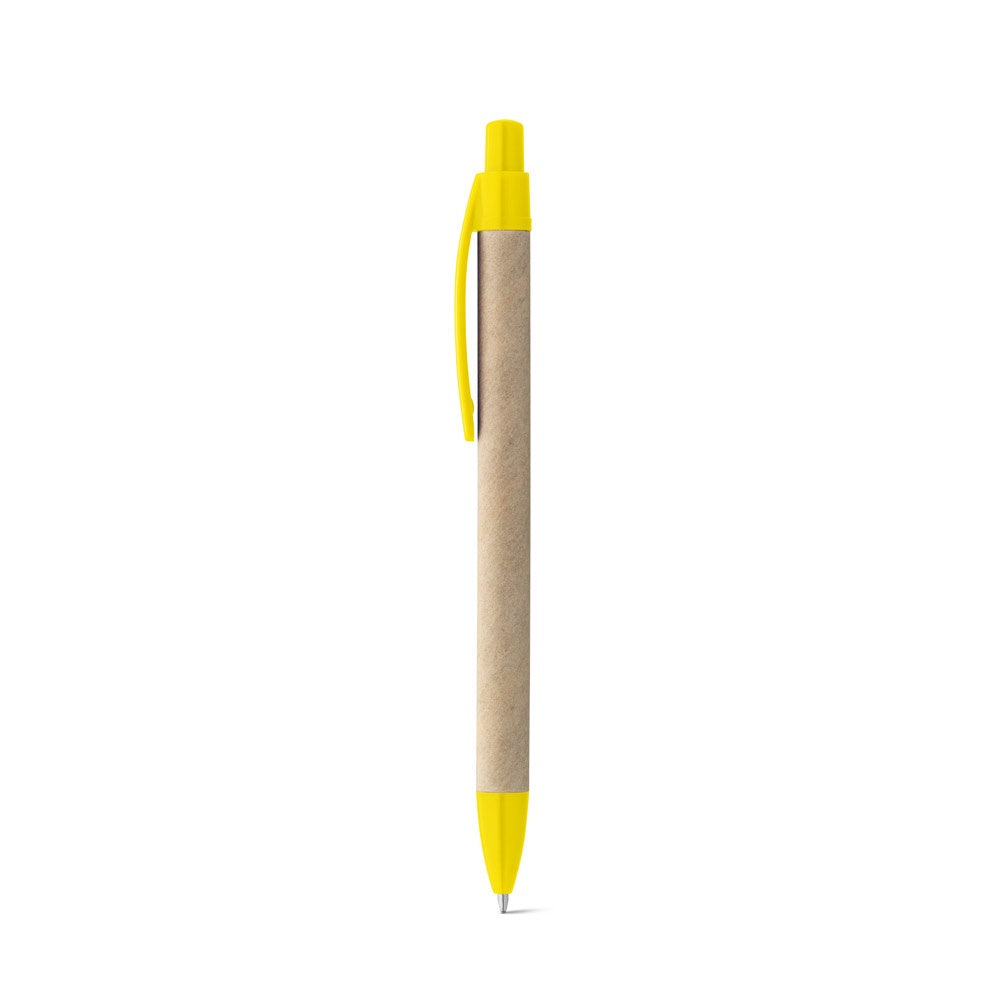 REMI promotional pen in yellow with custom logo branding