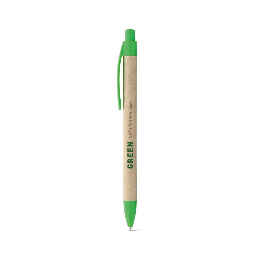 REMI promotional pen in green with custom logo branding