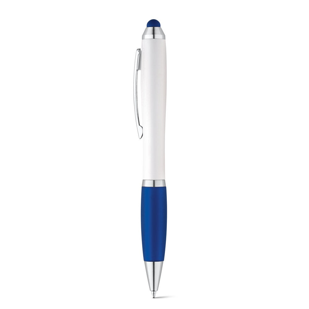SANS promotional pen in blue with custom logo branding