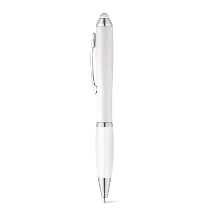 SANS promotional pen in white with custom logo branding