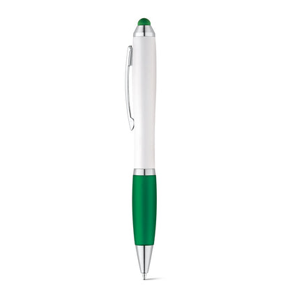 SANS promotional pen in green with custom logo branding