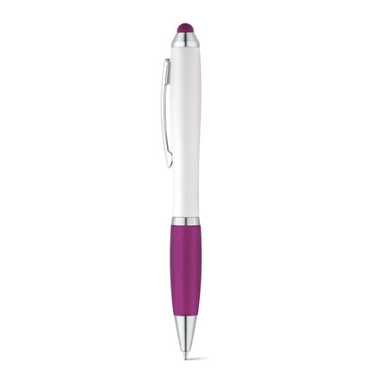 SANS promotional pen in purple with custom logo branding