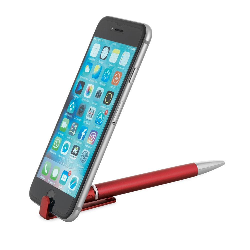 TECNA promotional pen in red (detail view) with custom logo branding