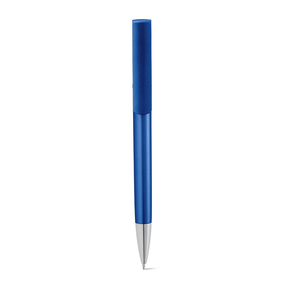 TECNA promotional pen in royal blue (detail view) with custom logo branding