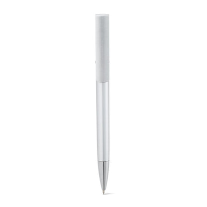 TECNA promotional pen in satin silver (detail view) with custom logo branding