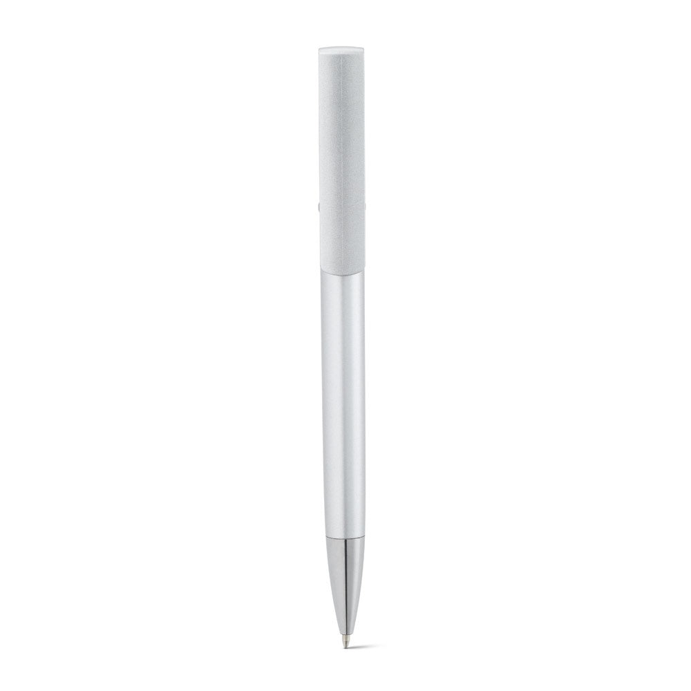 TECNA promotional pen in satin silver with custom logo branding