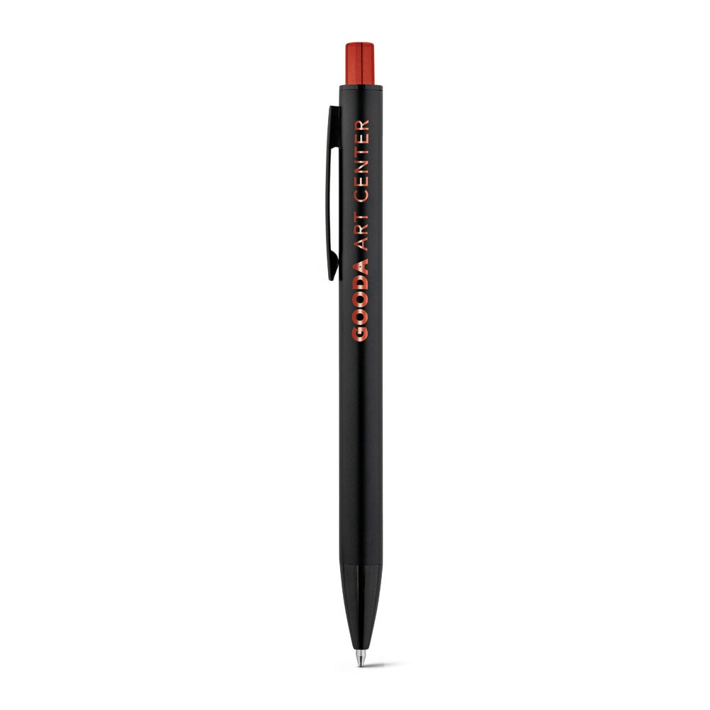 JOAN promotional pen in red with custom logo branding