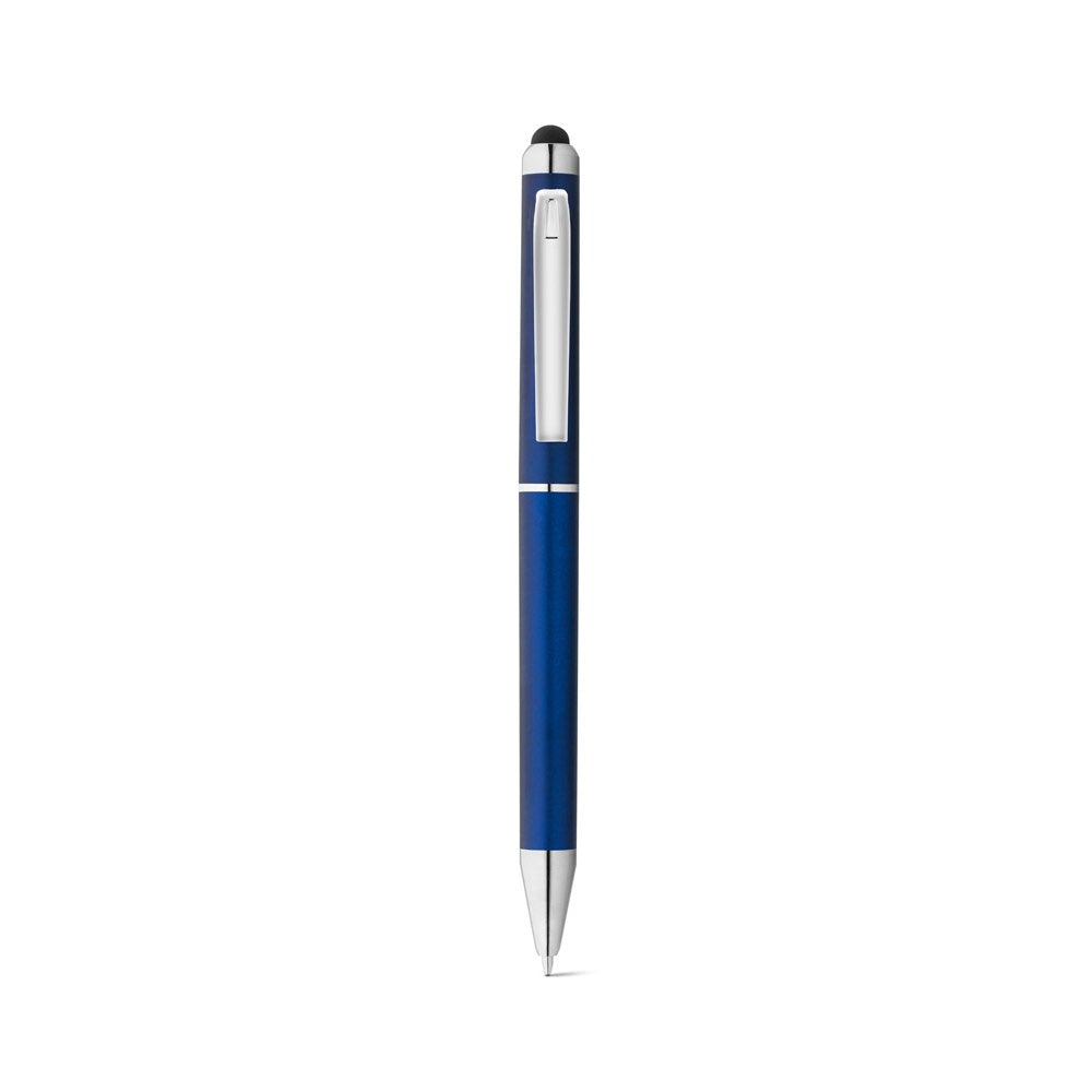 ESLA promotional pen in royal blue (detail view) with custom logo branding