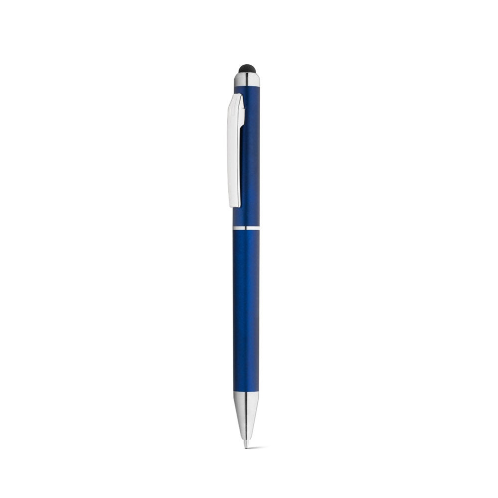 ESLA promotional pen in royal blue (detail view) with custom logo branding