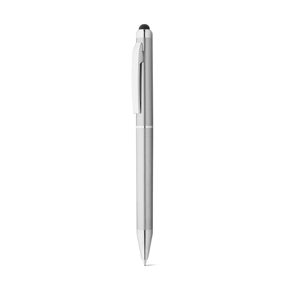 ESLA promotional pen in satin silver (detail view) with custom logo branding