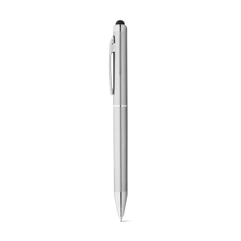 ESLA promotional pen in satin silver with custom logo branding