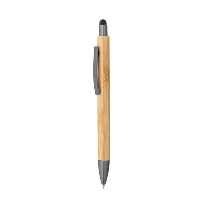 ZOLA promotional pen in gun metal (detail view) with custom logo branding