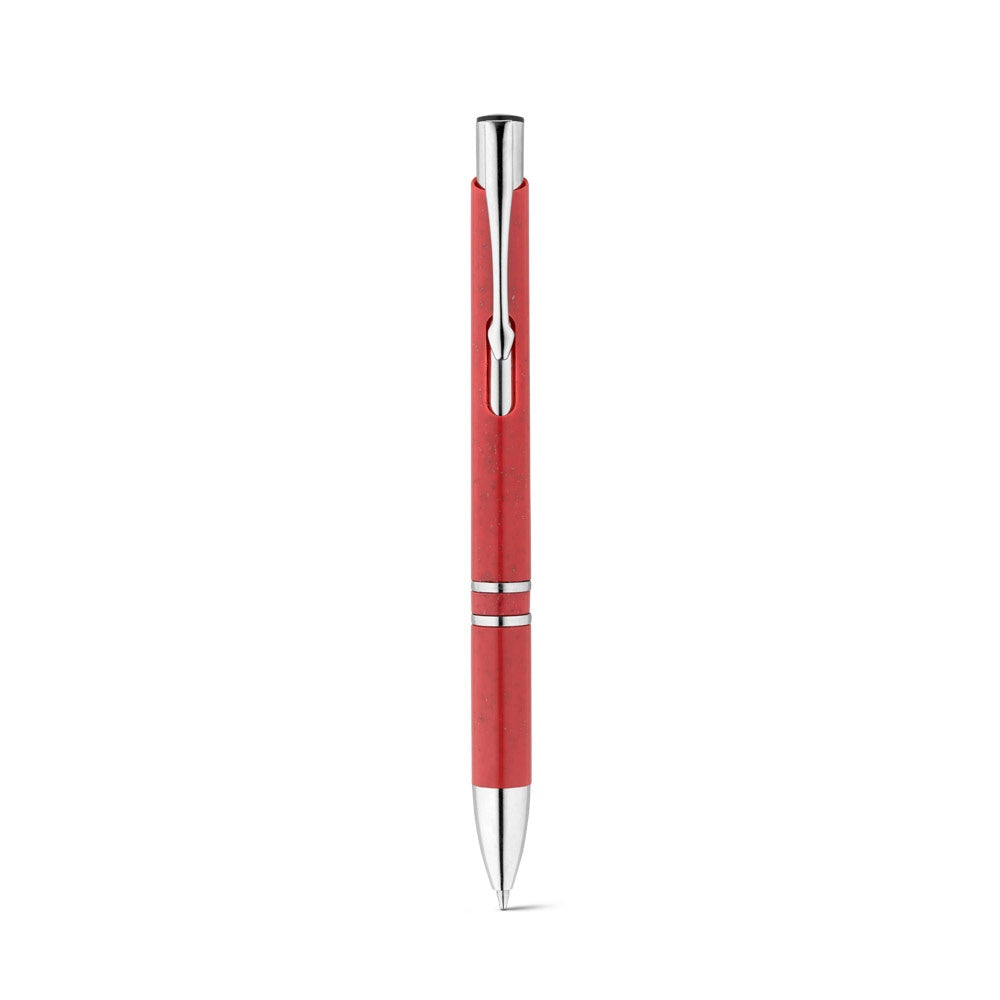 BETA WHEAT promotional pen in red (detail view) with custom logo branding