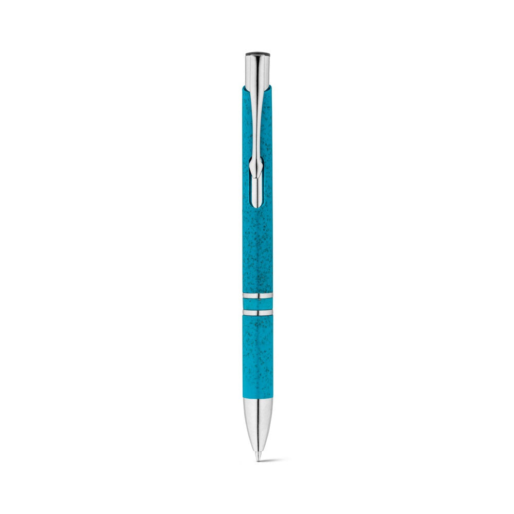 BETA WHEAT promotional pen in light blue (detail view) with custom logo branding