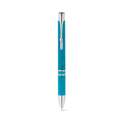 BETA WHEAT promotional pen in light blue (detail view) with custom logo branding