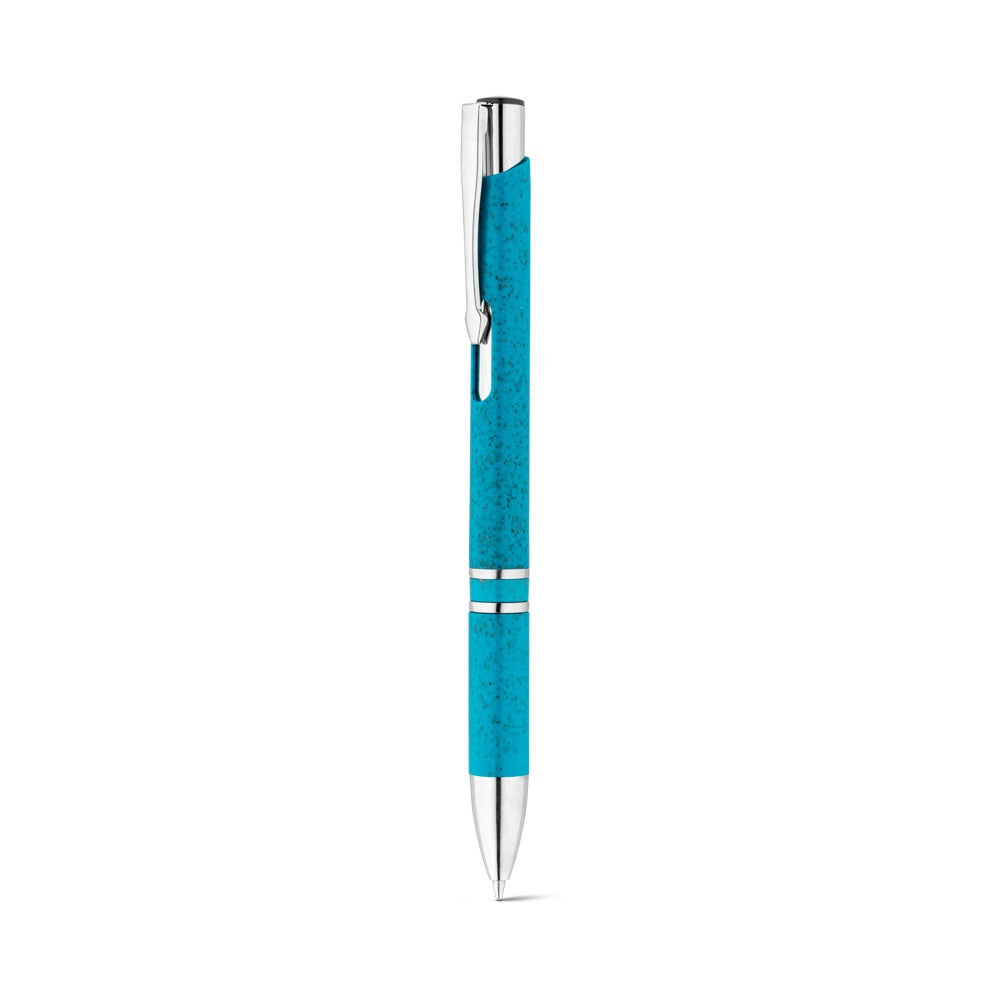 BETA WHEAT promotional pen in light blue (detail view) with custom logo branding