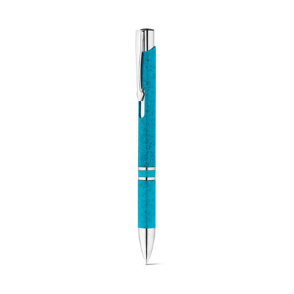 BETA WHEAT promotional pen in light blue (detail view) with custom logo branding