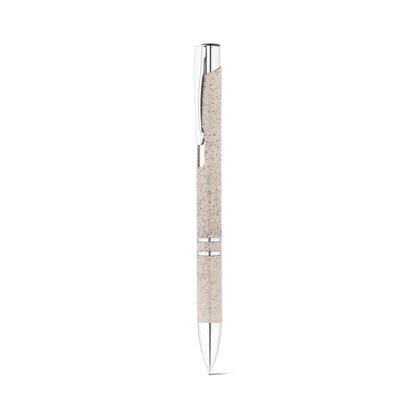 BETA WHEAT promotional pen in light natural (detail view) with custom logo branding