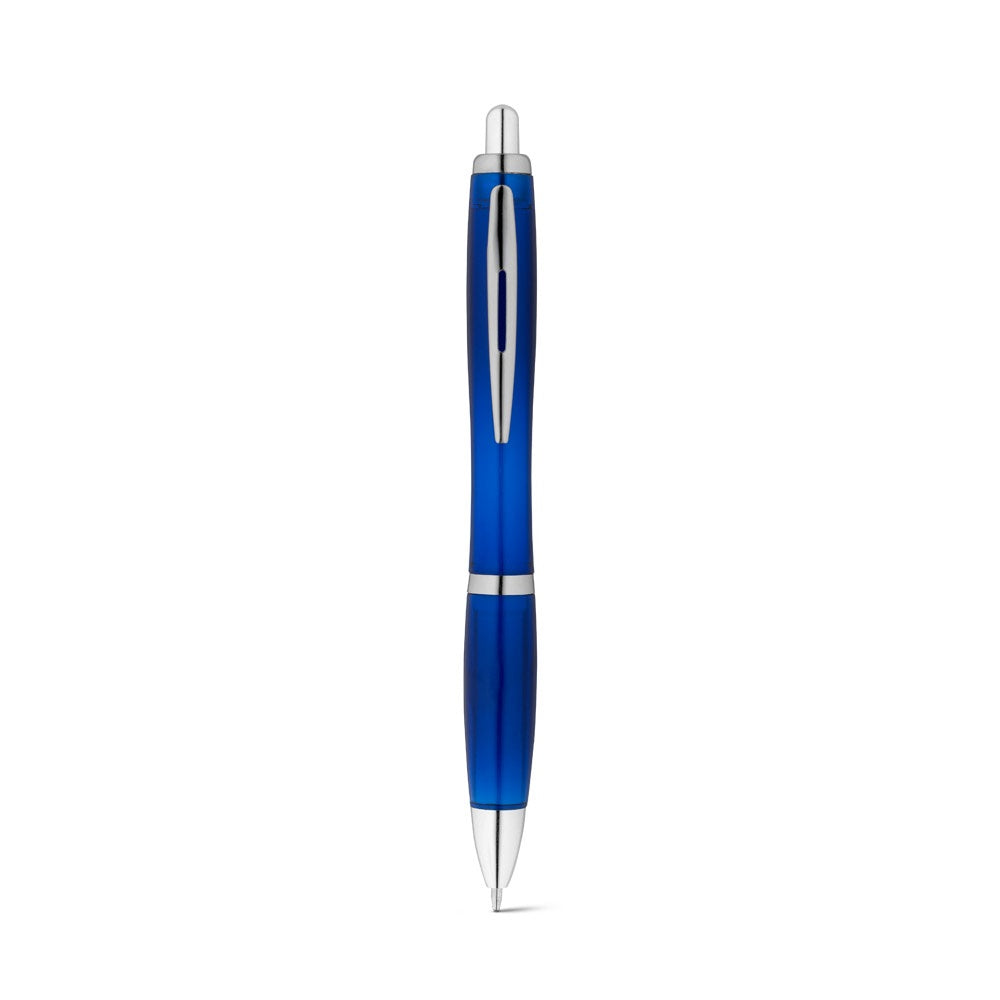 SWING rPET promotional pen in blue (detail view) with custom logo branding