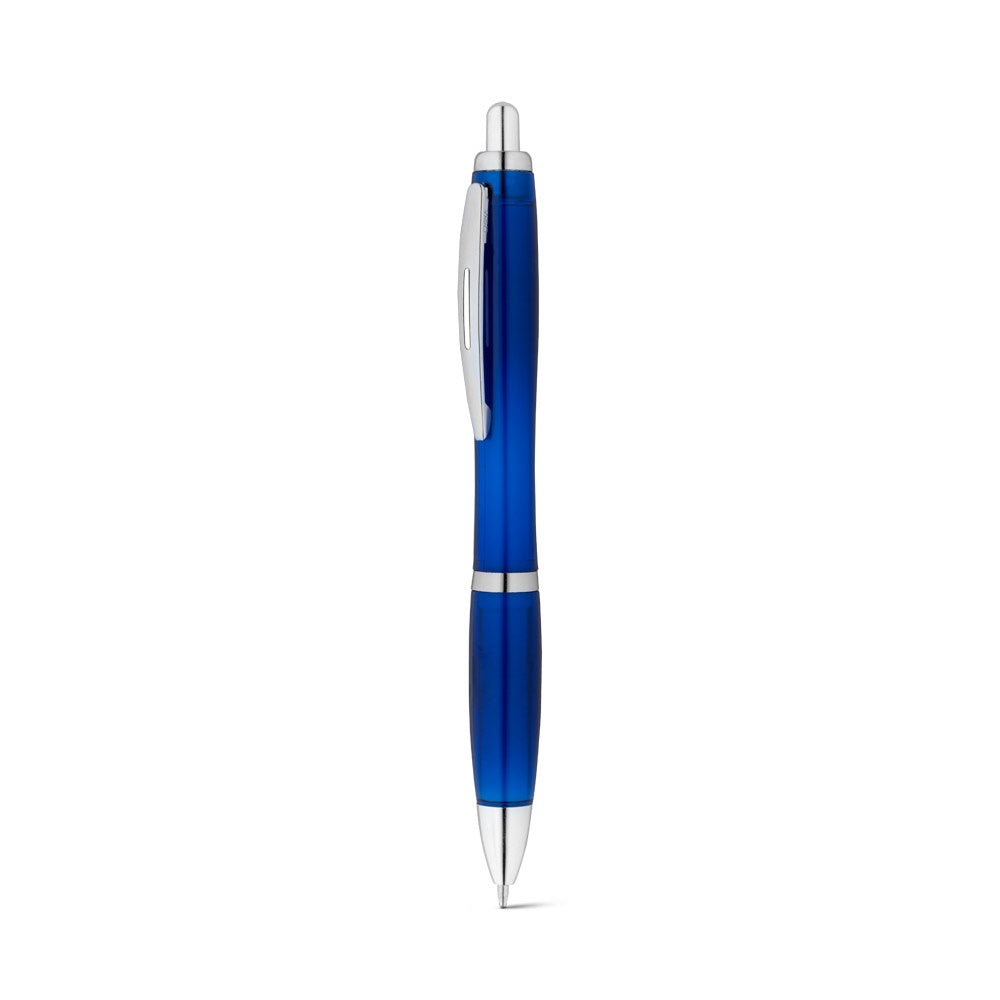SWING rPET promotional pen in blue (detail view) with custom logo branding