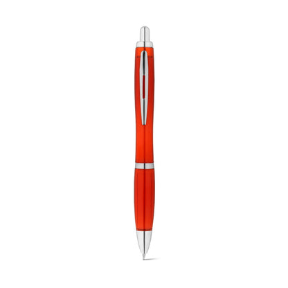 SWING rPET promotional pen in red (detail view) with custom logo branding